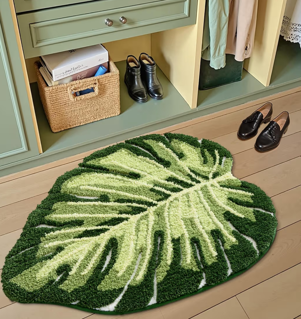 Monstera Bathroom Rug – Soft, Plush, Absorbent, Quick-Dry, Non-Slip Mat – Machine Washable, Green Leaf Design – 23.5”x31.5” for Bathroom, Shower, Bedroom, Kids Room - Image 3