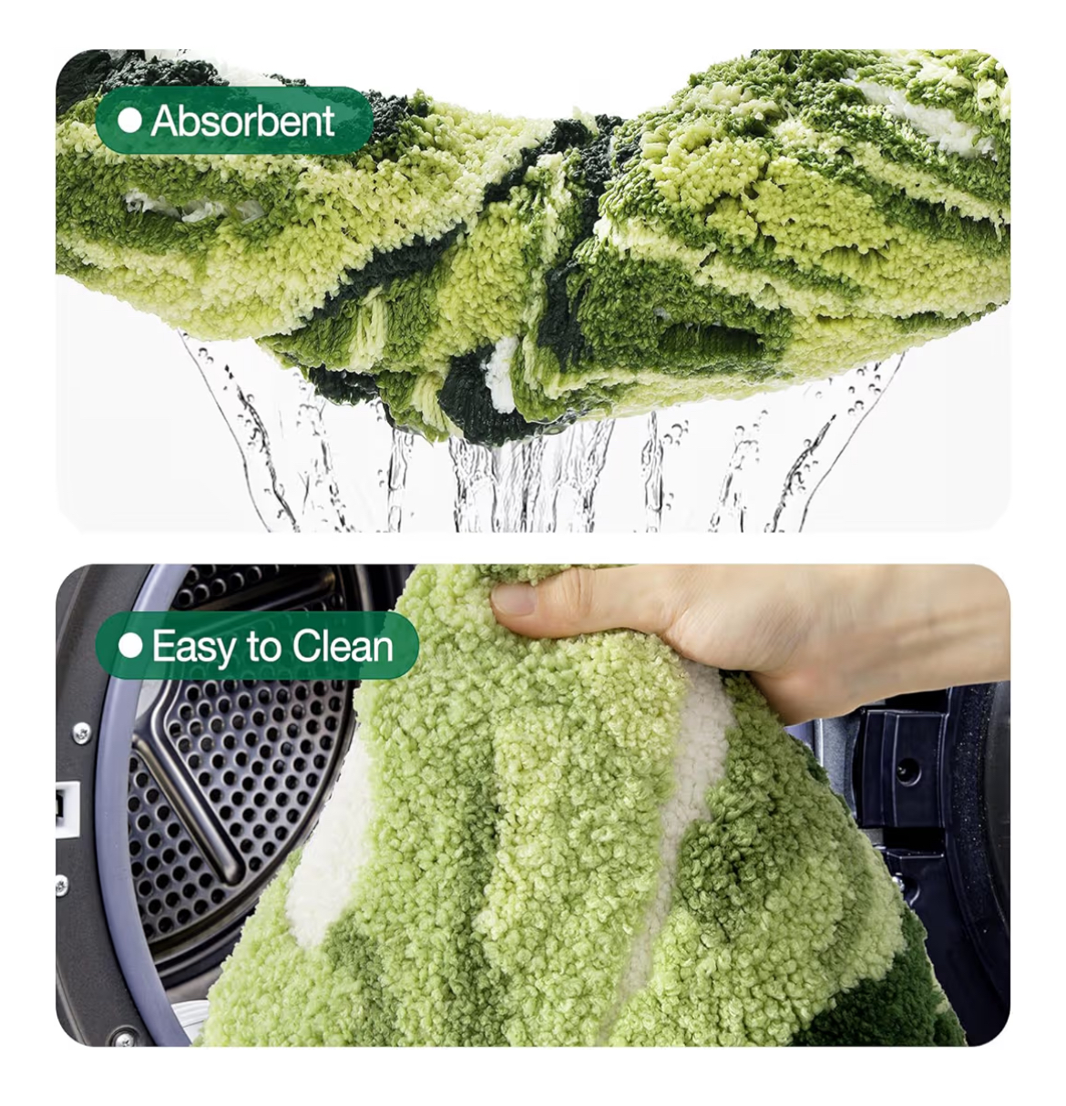 Monstera Bathroom Rug – Soft, Plush, Absorbent, Quick-Dry, Non-Slip Mat – Machine Washable, Green Leaf Design – 23.5”x31.5” for Bathroom, Shower, Bedroom, Kids Room - Image 6