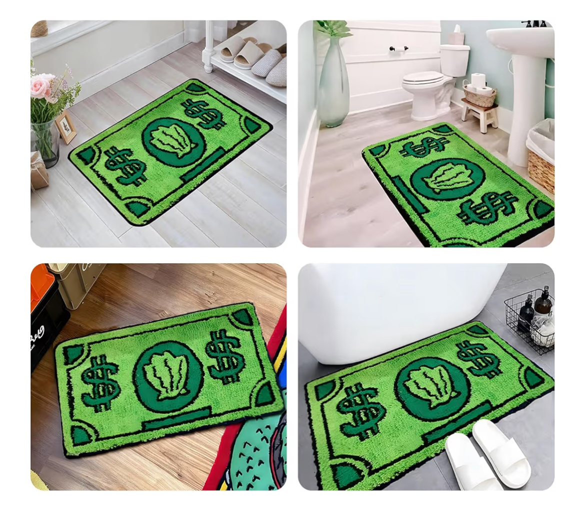 Cute Money Rug – 5x3 Ft Cartoon Dollar Bill Floor Mat, Non-Slip & Machine Washable Microfiber Rug for Bedroom, Bathroom, Living Room (47.3” x 31.5”) - Image 2