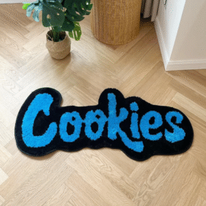 Handmade Cookies Tufted Rug – Irregular Soft Plush Kids Room Carpet, Non-Slip Decorative Floor Mat (39.4” x 17.7”) Blue