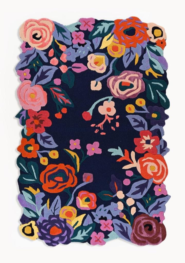 Handmade Colorful Roses Floral Wool Area Rug – Irregular Shape Blossom Garden Carpet in Vibrant Multicolor – Thick Soft Wool Rug for Living Room, Bedroom & Kitchen Décor - Image 2