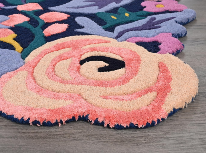 Handmade Colorful Roses Floral Wool Area Rug – Irregular Shape Blossom Garden Carpet in Vibrant Multicolor – Thick Soft Wool Rug for Living Room, Bedroom & Kitchen Décor - Image 3