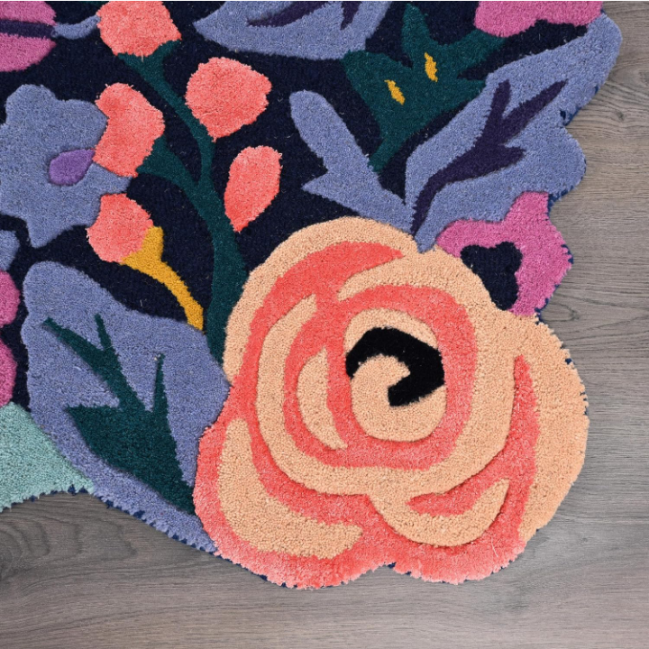 Handmade Colorful Roses Floral Wool Area Rug – Irregular Shape Blossom Garden Carpet in Vibrant Multicolor – Thick Soft Wool Rug for Living Room, Bedroom & Kitchen Décor - Image 4